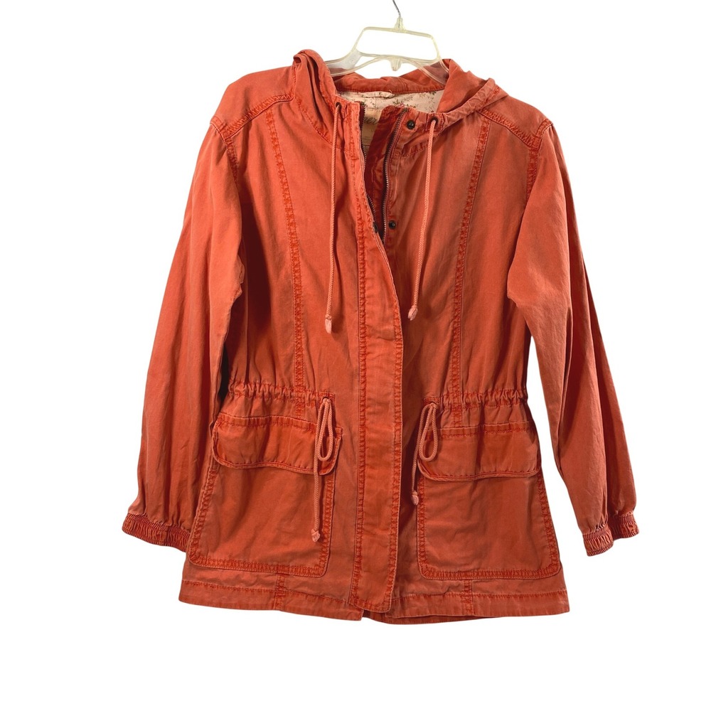 Aerie Orange‎ Hooded Utility Field Jacket Womens Small Outdoors Lightweight Gorp
